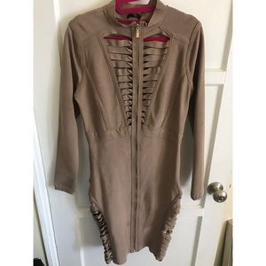 Beige sexy body con dress